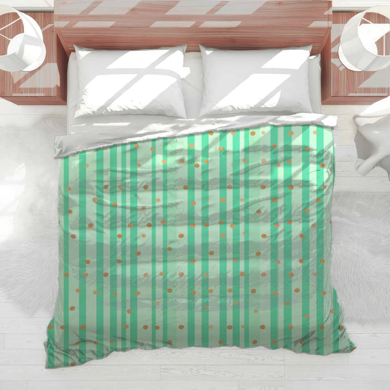Green Stripes Bedding Pattern Comforter Modern, Queen