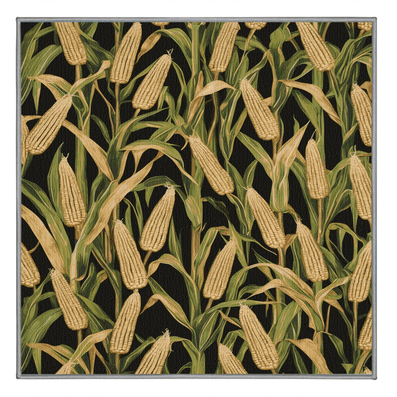  Tapis lavable avec pousses de maïs et légumes, Carré 3 pi