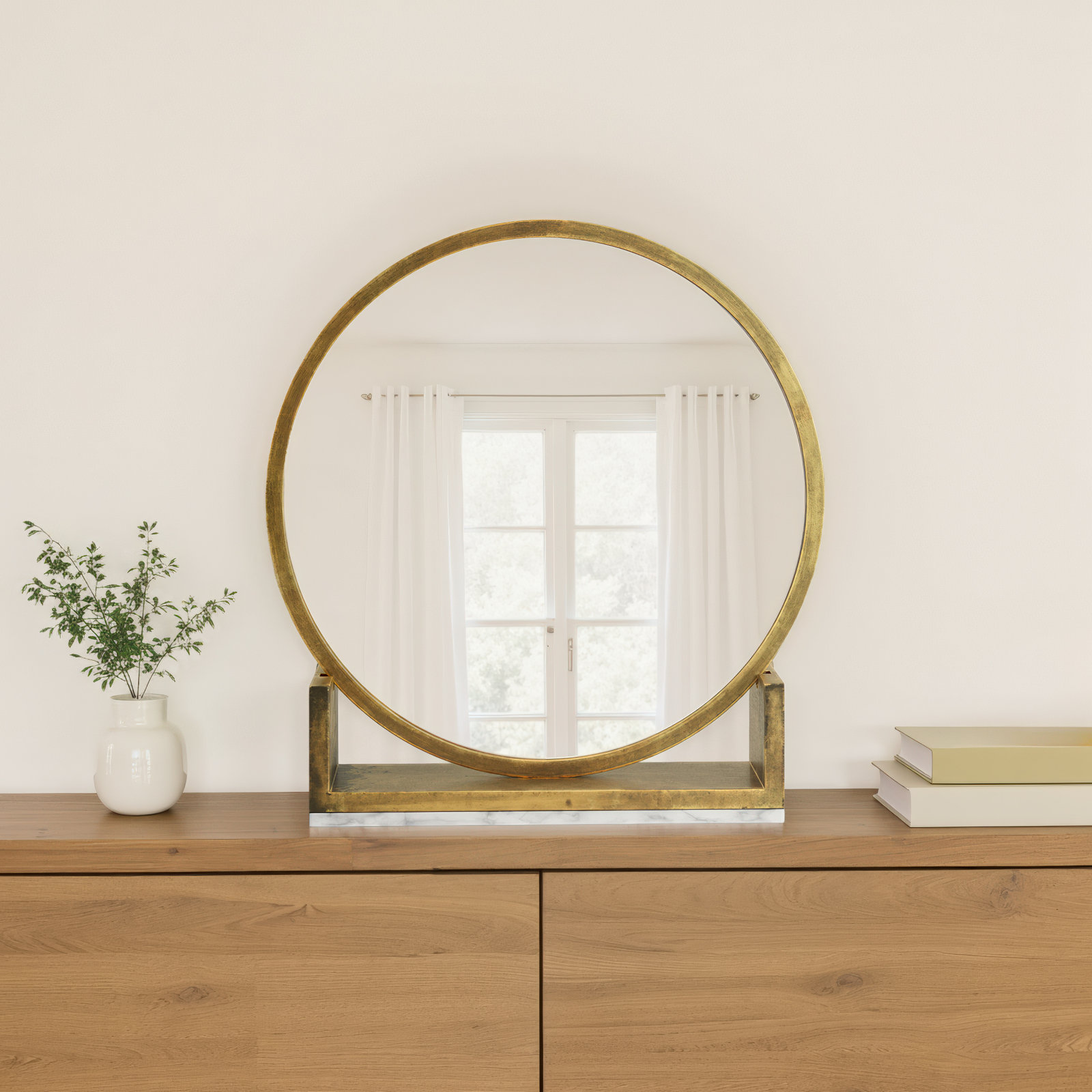 24" Full-Length Mirror, Antique Brass