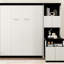Lit double avec rangement et bureau, look élégant noir et blanc pour le bureau à domicile