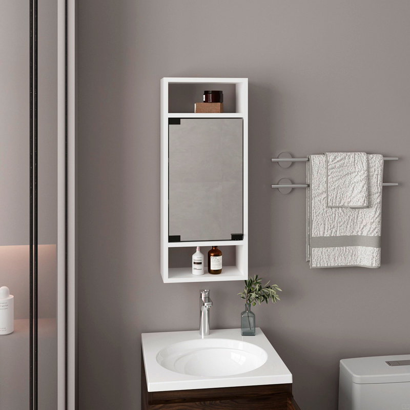 Pharmacie, 1 porte, 5 tablettes, 1 miroir