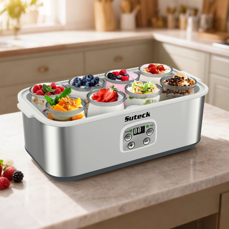 Machine à yogourt Suteck avec 8 pots en verre et contrôle de la température et du temps réglable pour le yogourt grec maison