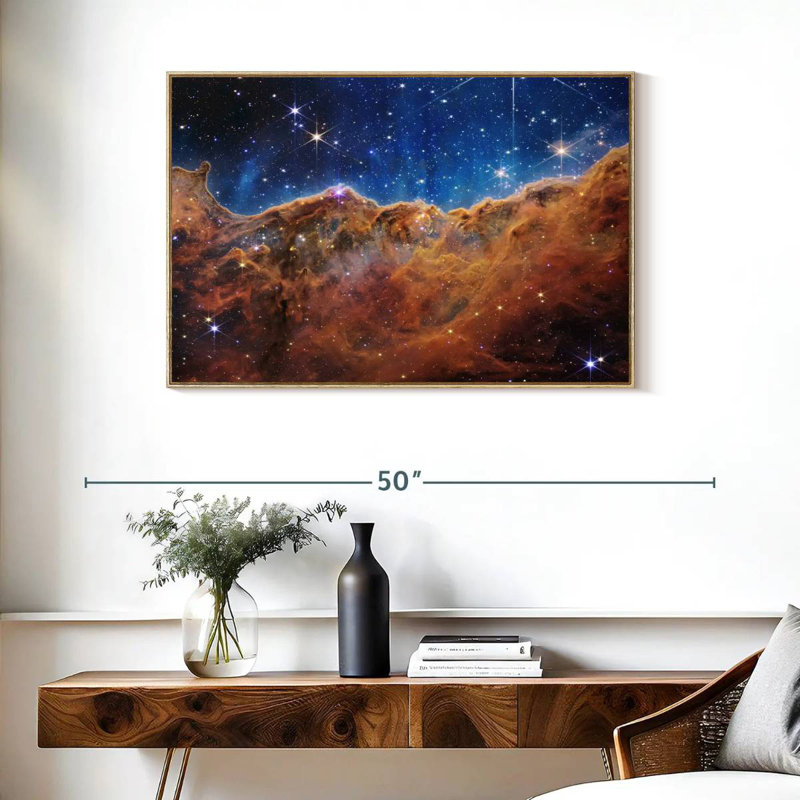 La nébuleuse Carina de James Webb, Cadre flottant en bois naturel, 37 po x 25 po