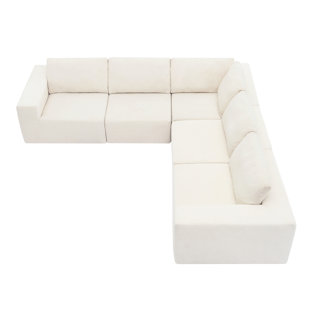 116*116" Modular L Shaped Sectional Sofa,Luxury Floor Couch Set,Upholstered Indoor Furniture,Foam-Filled Compressed Sofa For Living Room,Bedroom,5 PC Free Combination,3 