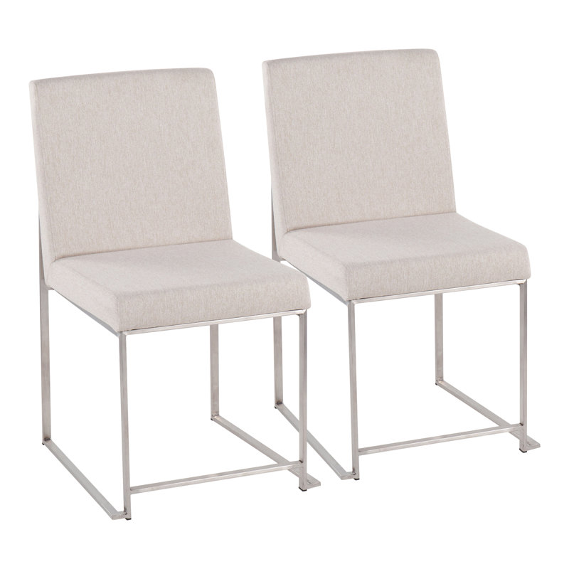 Chaise d'appoint Ernestine, Acier Inoxydable, Tissu beige