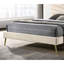 Lit double avec flanelle douce beige et tête de lit Mid-Century moderne avec cadre doré-1080923583