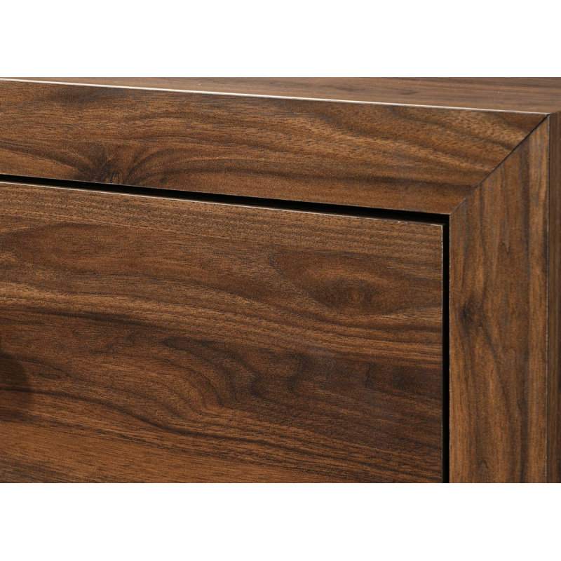 Commode de chambre à coucher, commode haute contemporaine à 4 tiroirs avec quincaillerie en métal, Cerisier