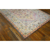 Light Sweet Ivory Pinky Color Floral Indian Antique Cotton Agra Rug