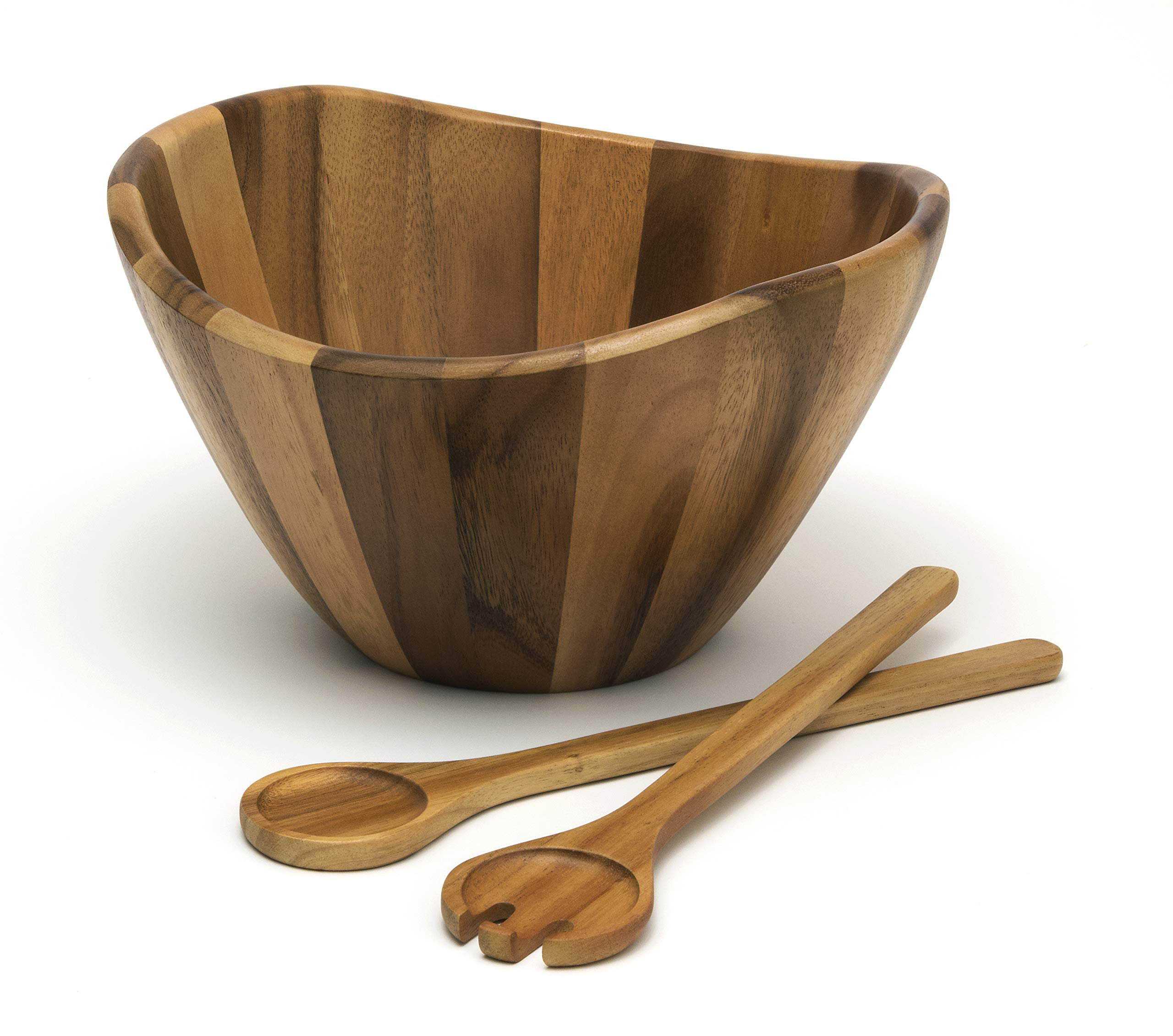 Millwood Pines 3 Piece Acacia Wave Salad Bowl Set & Reviews | Wayfair