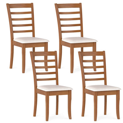 Ensemble de 4 chaises de cuisine en bois avec pieds en bois d'hévéa et dossier à lattes