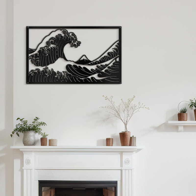 Décoration murale en métal, H 12 po x l 18 po x P 0,05 po, Noir