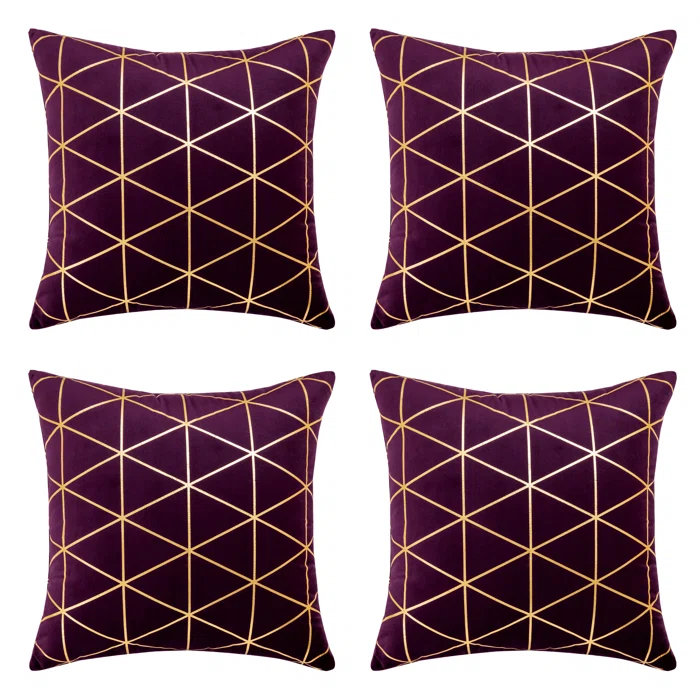 Coussin décoratif en velours, Cotton, Mauve