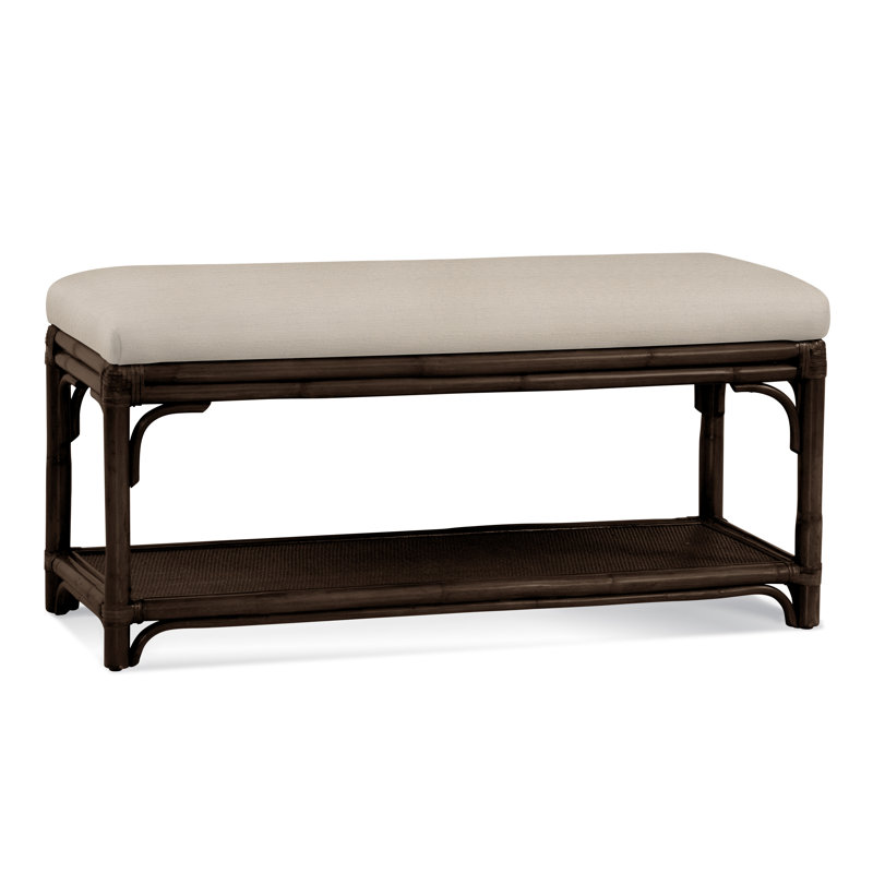 Summer Retreat Wicker Shelf Storage Bench, Coffee, White Textured Performance; 0865-91