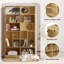 Bibliothèque pour chat 2 en 1 avec cage pour chat et arbre, litière pour chat avec tablettes de rangement et d'escalade - Finition bois naturel | Idée de cadeau-2032576070-2032576071