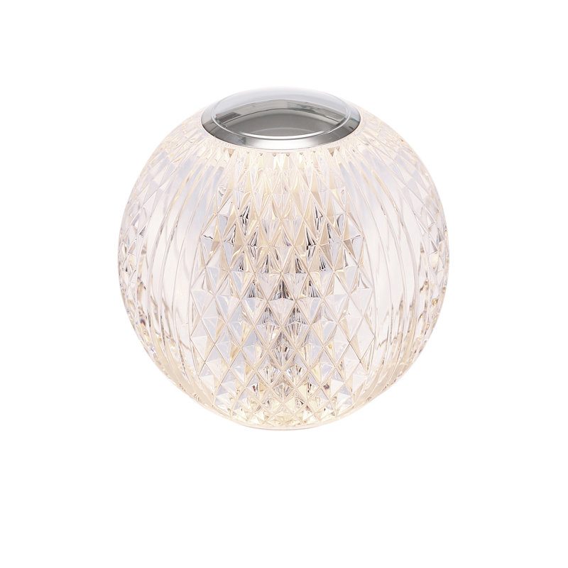 Marni LED Table Lamp, Clear/Polished Nickel, Polished Nickel, 5" H x 4.38" W x 4.38" D