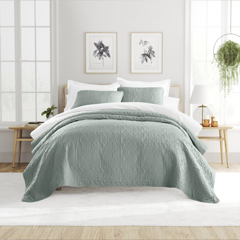 Eucalyptus Twin Reversible Microfiber Quilt Set