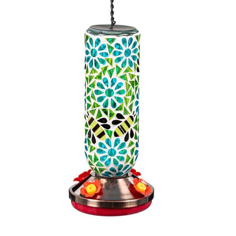 Mosaic Glass Hanging Hummingbird Feeder