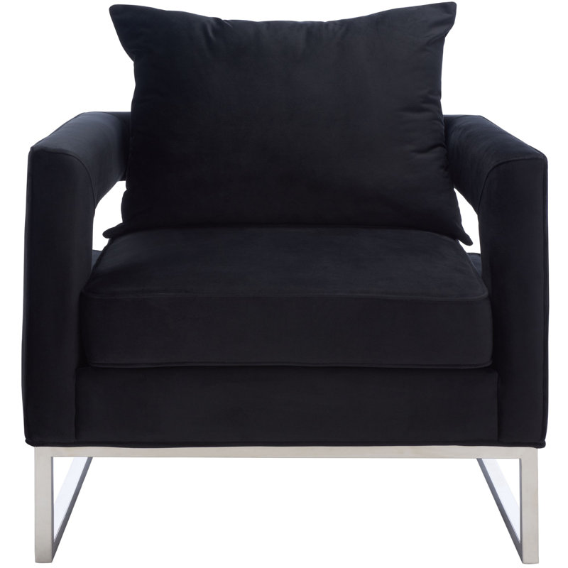 Fauteuil en velours 31,89 po Kamyron, Noir