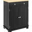 Buffet noir vieilli - comptoir en bois massif, 2 tiroirs, portes, tablette réglable pour la cuisine avec tablette à tiroirs, rangement
