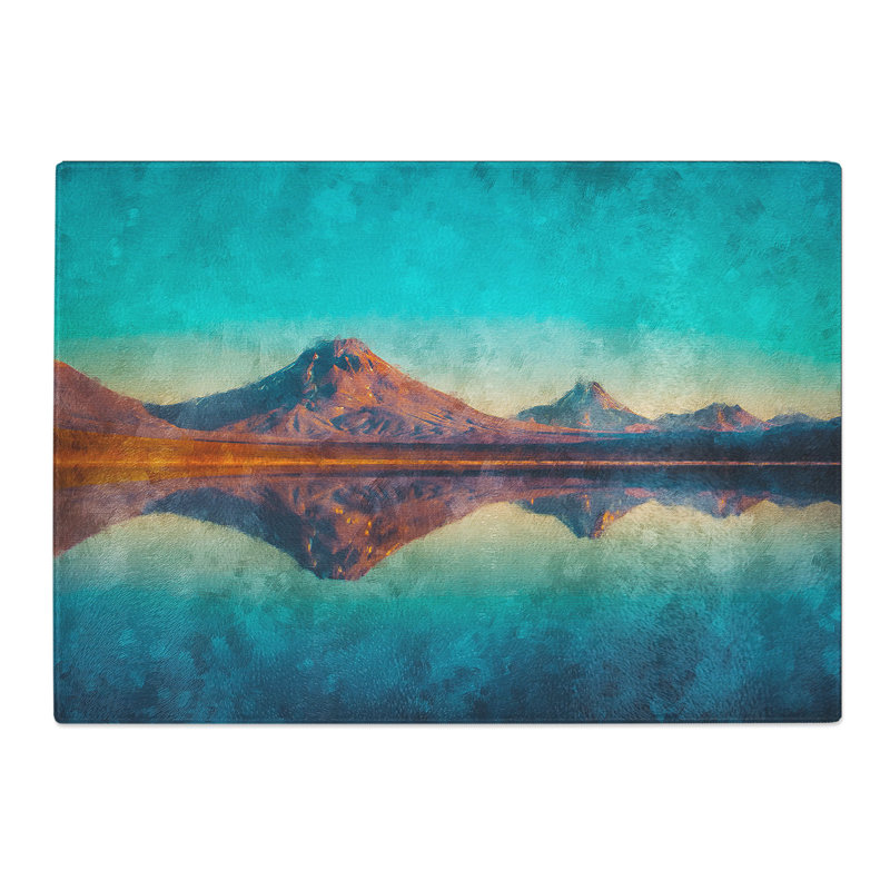 Tempered Glass Reflection upon a Lake in Chile Chopping Board, 28.5 cm x 39 cm
