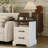 Best Seller,Nightstand with Charging Station, Farmhouse Bedside Table with 2 Drawers and Open Shelf, White Finish, USB Ports and AC Outlets, 20" D x 16" W x 25" H, for Bedroom, Rustic Style-1607706271