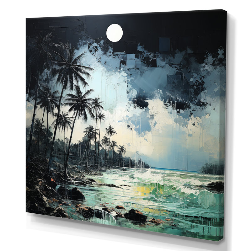 Paysage de palmier tropical - impressions sur toile nautiques et de plage, H 36 po x l 36 po x P 1,5 po, Toile tendue