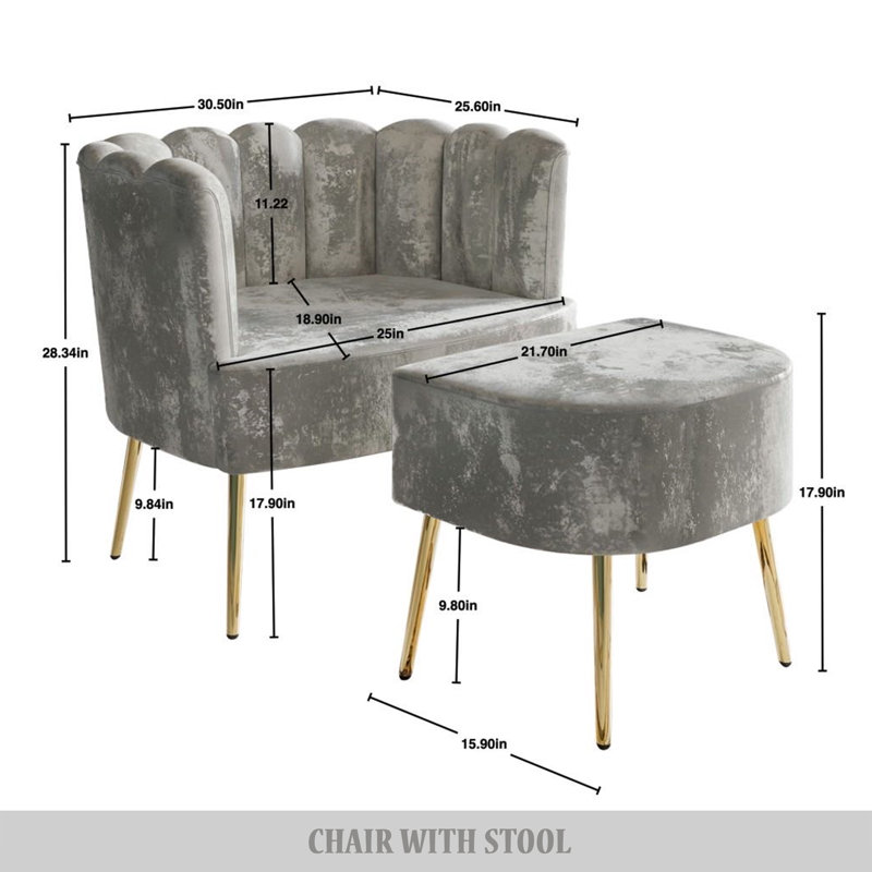 Lashaunta 2 Piece Velvet Barrel Chair Set, Black Velvet