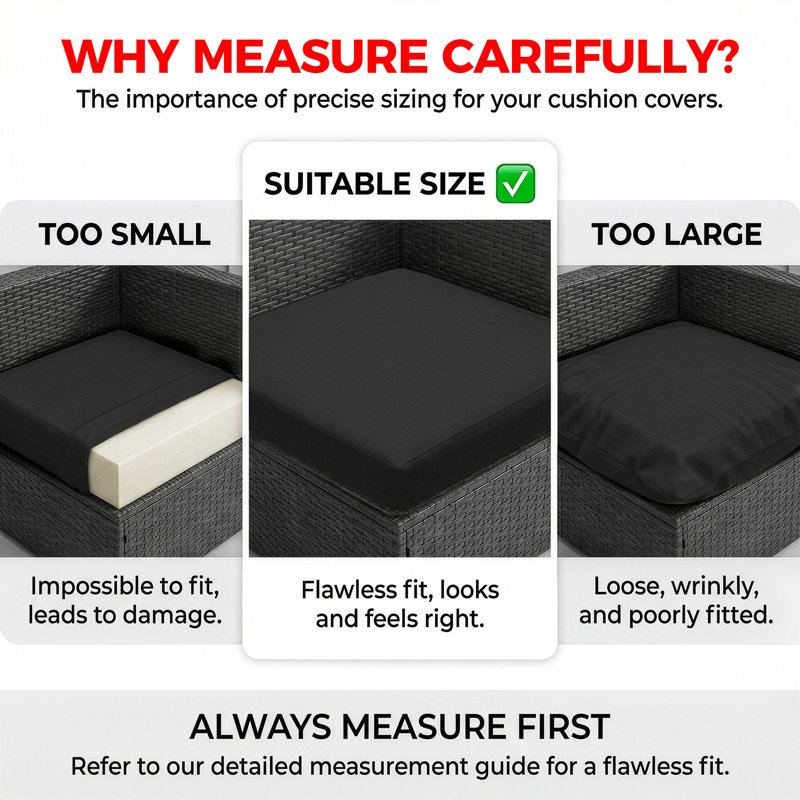 Outdoor Cushion Cover Set Replacement Slipcovers for Patio Seating Group, Black, 20