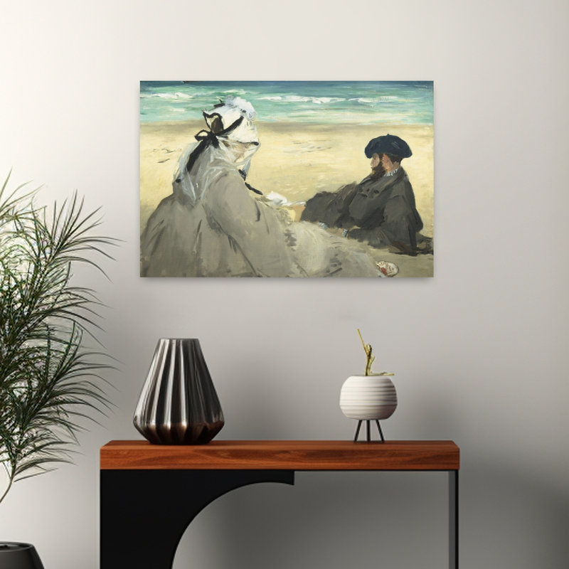 Sur la plage, 1873 - Portrait de plage contemporain - Affiche murale, H 16 po x l 24 po