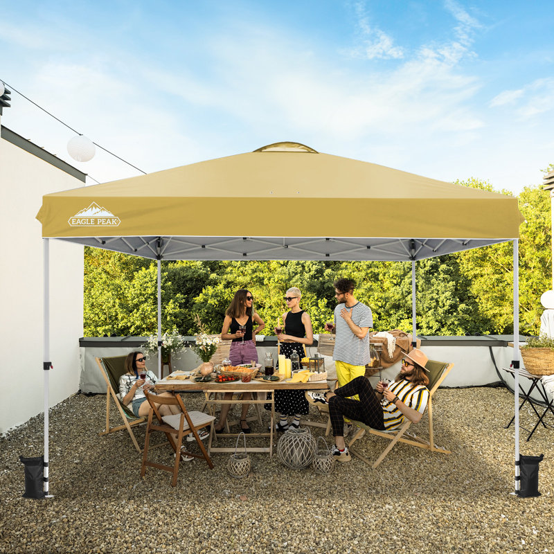 Pavillon escamotable 12 pi L 12 pi. D Auvent escamotable en acier, Beige