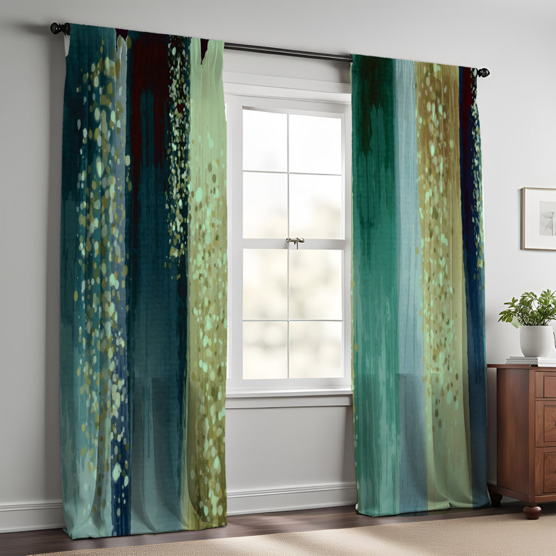 Panneau de rideau semi-transparent Watercolor Boho, L 20 po x L 61 po
