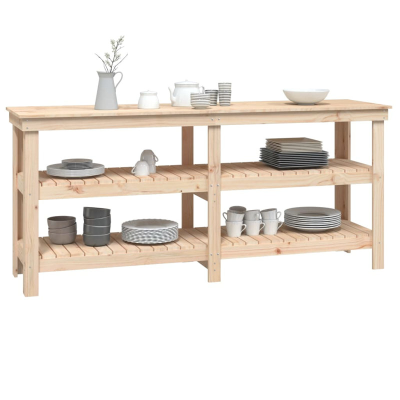 Bartucca Workbench Wooden Surface, Brown, 80cm H x 181cm W x 50cm D.