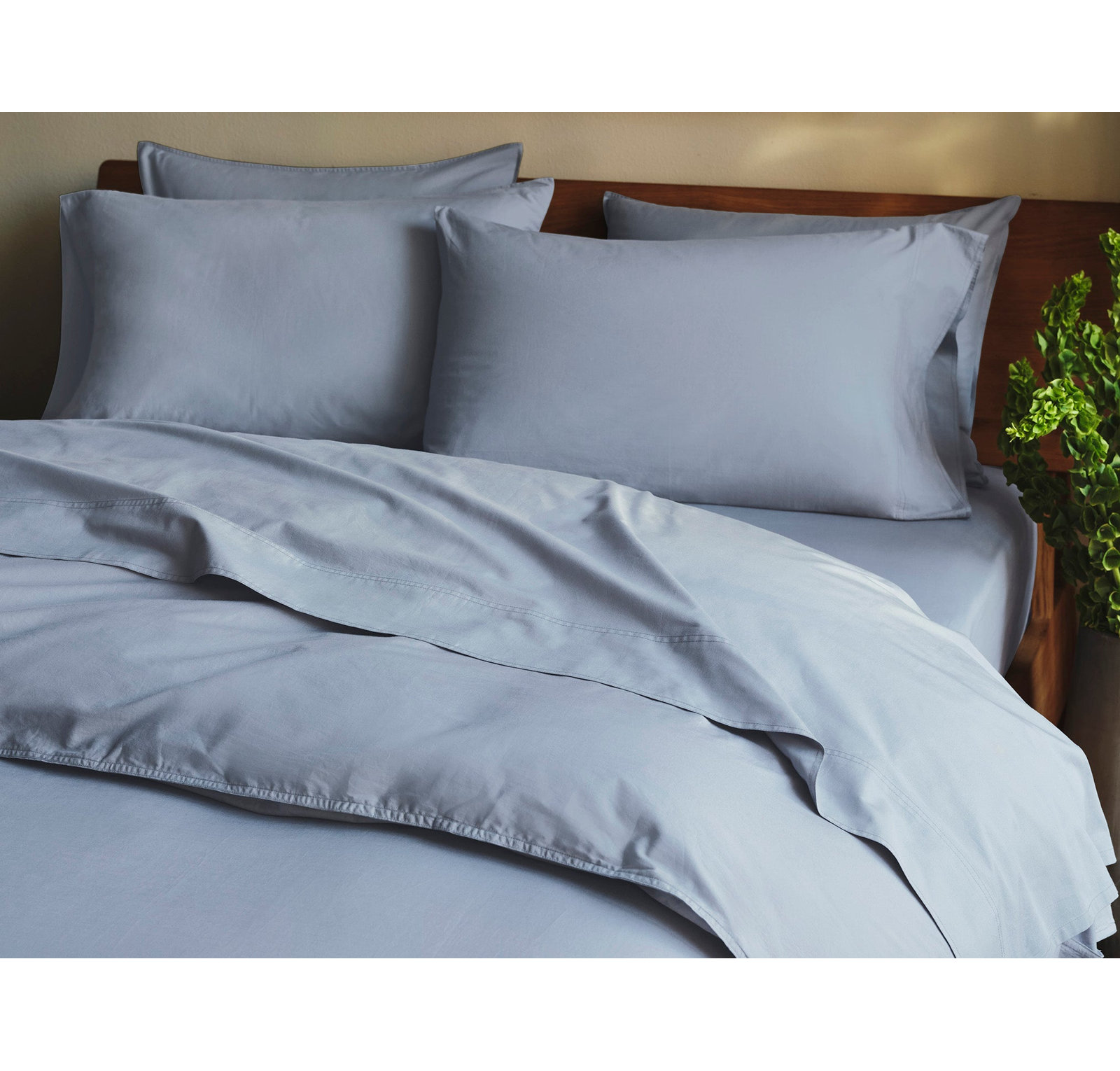 Organic Cotton Duvet Cover Set, Full/Queen Duvet Cover, Steel Blue