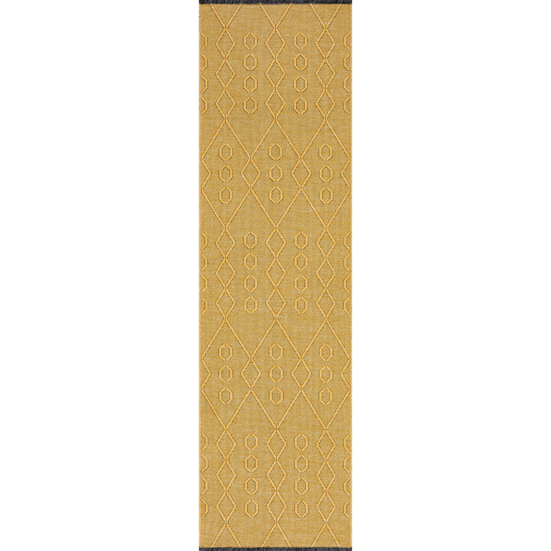 Brenly Geometric Machine Washable Non Skid Indoor Area Rug - Gold, Runner 2'3" x 7'7"