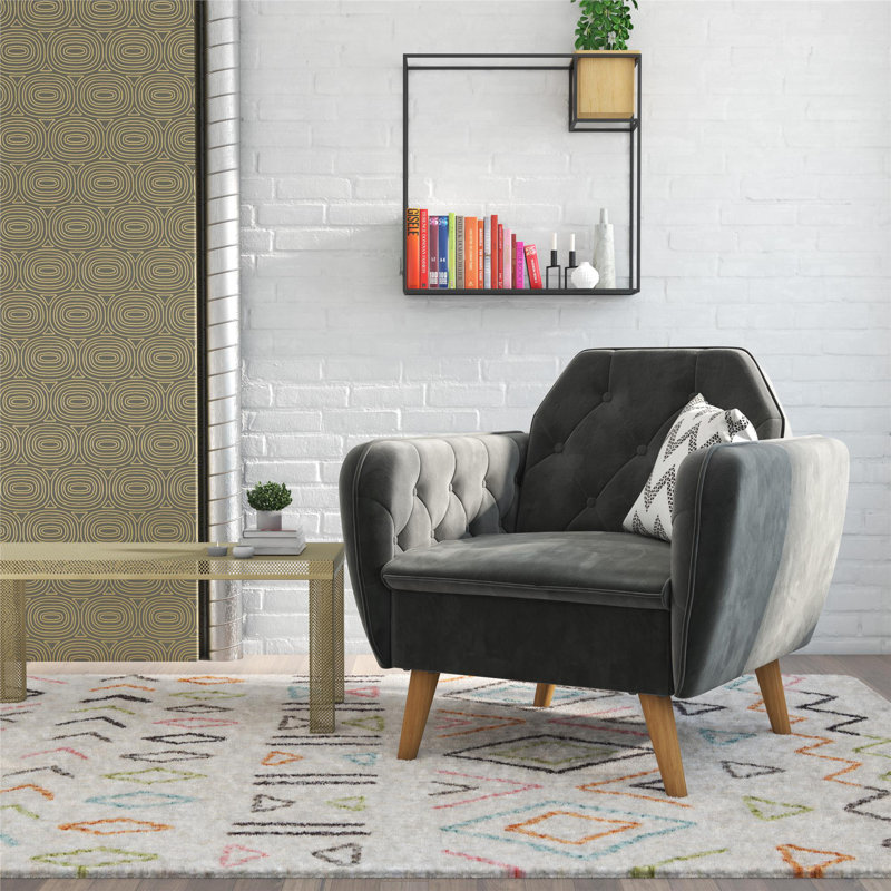 Velvet Armchair, Grey