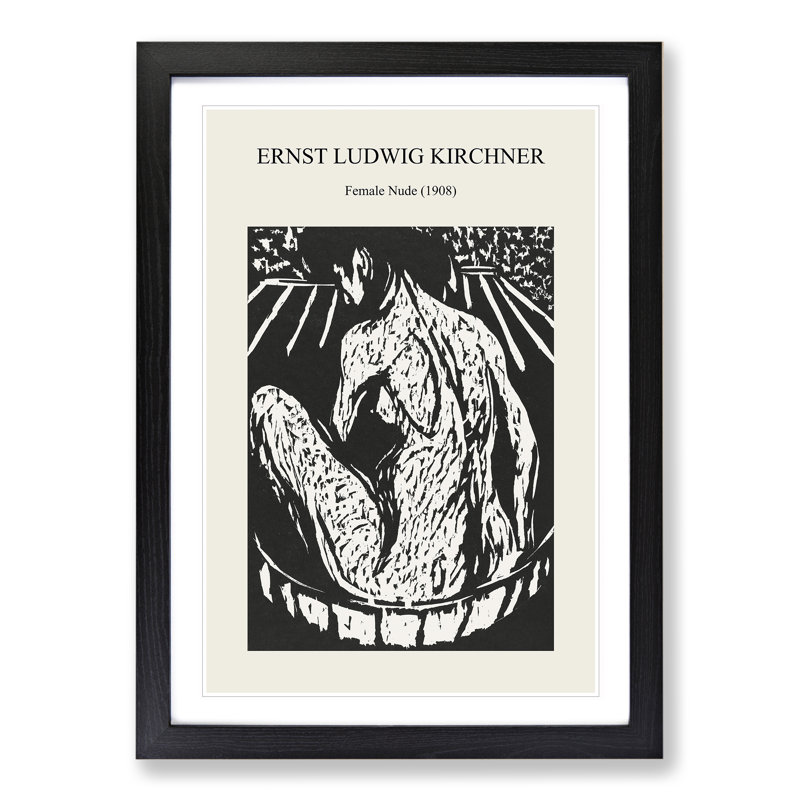 Female Nude by Ernst Ludwig Kirchner - Single Picture Frame Print, 65cm H x 48cm W x 2cm D, Black Framed
