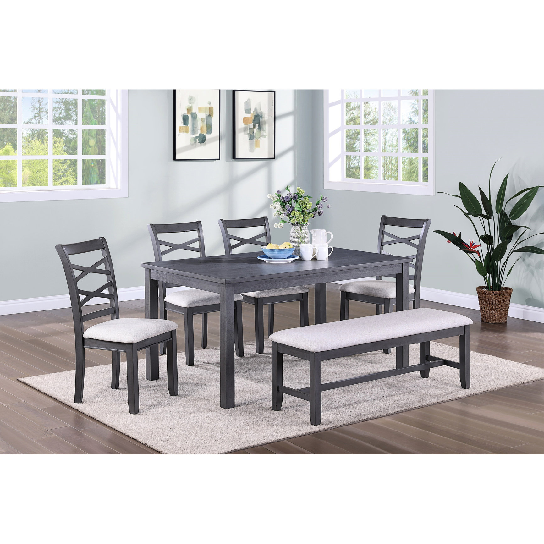 Red Barrel Studio® Modern 6pcs Dining Collection: Rectangular Table, 4 ...