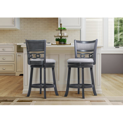 Antonios Swivel Upholstered Counter Stool with Solid Wood Frame