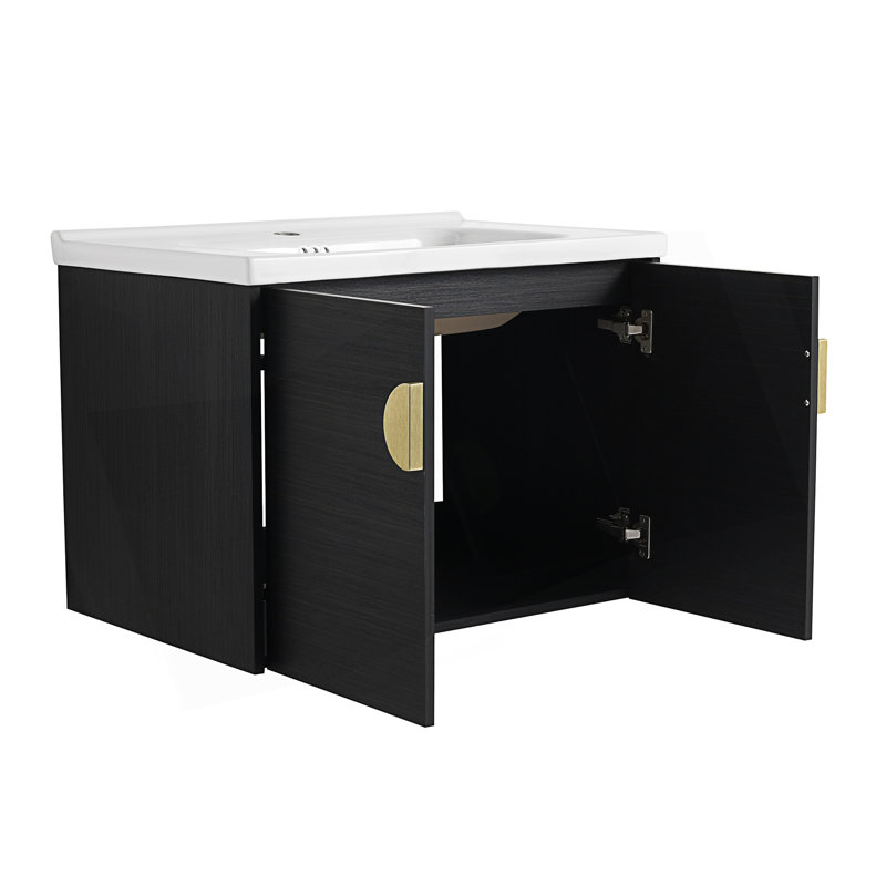 Meuble-lavabo à fermeture en douceur avec lavabo