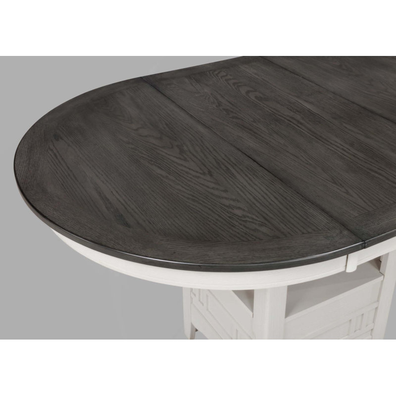 Table de salle à manger en bois à rallonge 1 pièce, Crème, crème, Gris