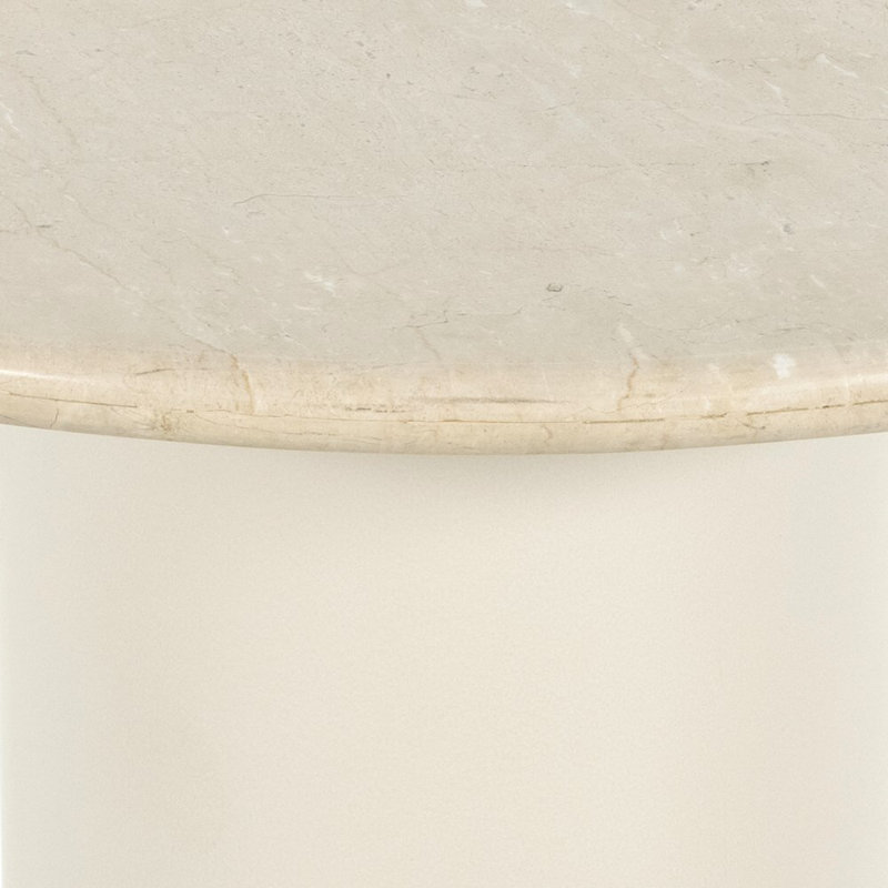 Belle Round Marble Dining Table, Cream Marble/Ivory Iron