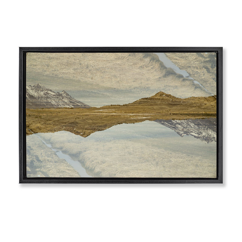 Cadre flottant Reflecting Prairie, par Robin Vandenabeele, Cadre flottant noir de jais, H 17 po x l 25 po