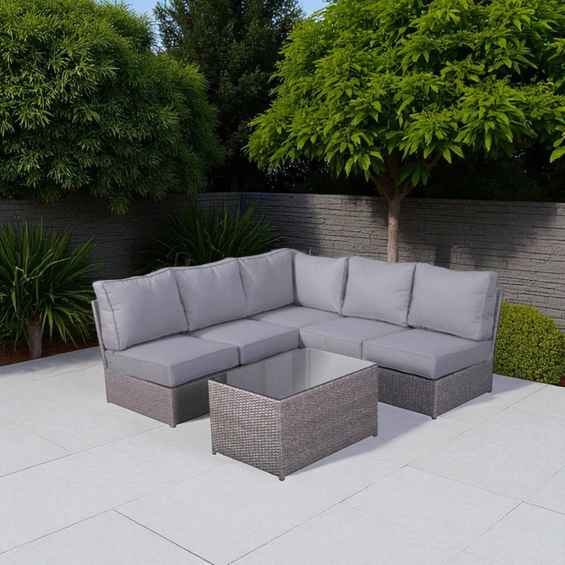 Ensemble de conversation de terrasse pour 4 personnes avec coussins entièrement assemblé