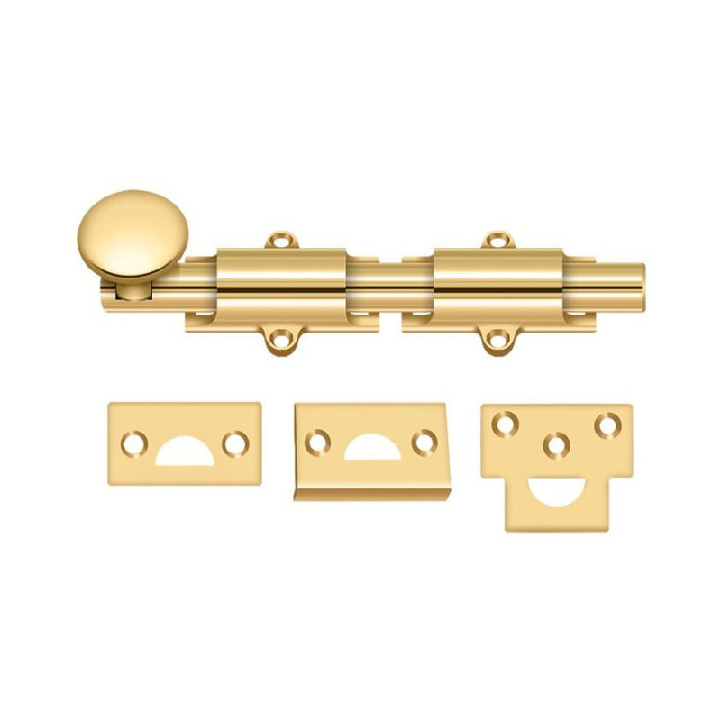 Brass Latch/Catch/Bolt, PVD Polished Brass, 1.25" H x 6" W x 1" D