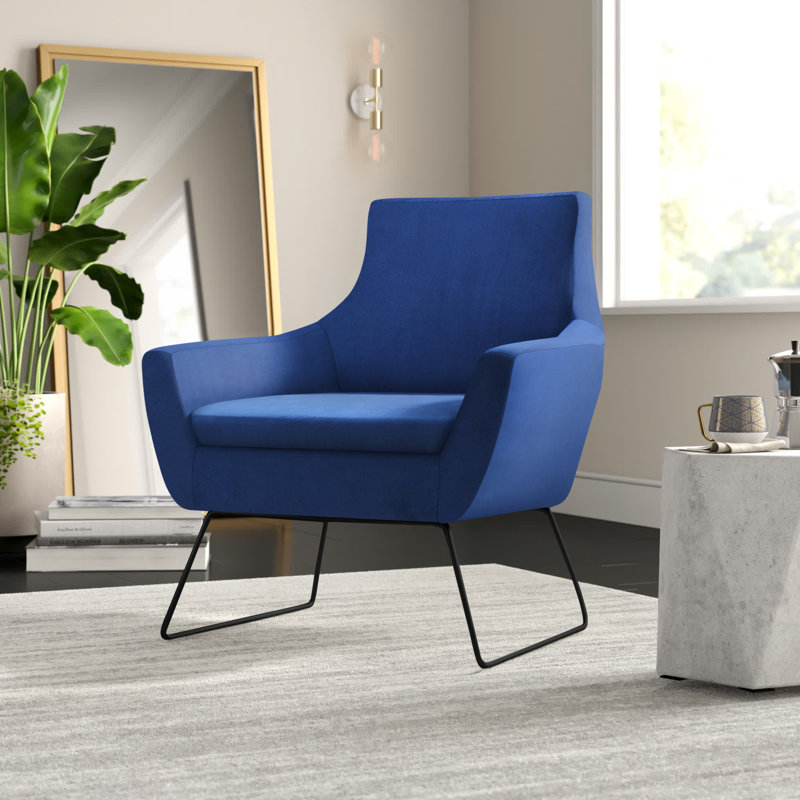 Ismaael Upholstered Armchair, Blue Velvet