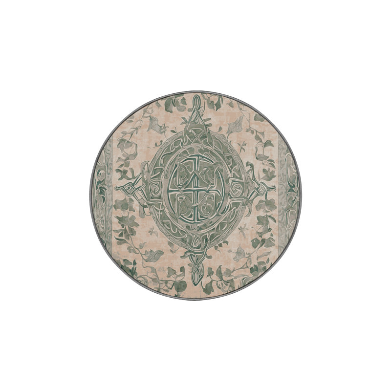 Tapis gris soyeux et moelleux, Rond 8 pi