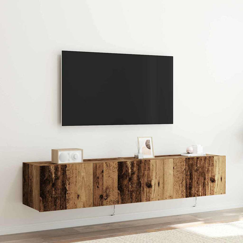 TV Wall Cabinet Engineered Wood, Old Wood, 31cm H x 80cm L x 35cm W