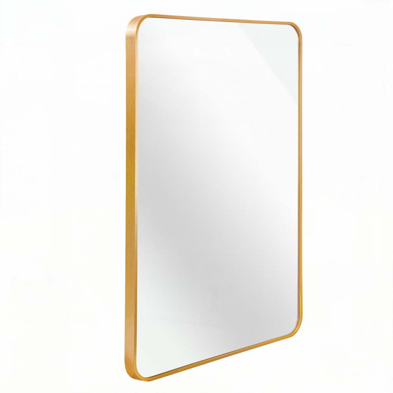 Metal Framed Rectangular Bathrrom Mirror for Wall, Gold, Rectangle, 32" x 24"