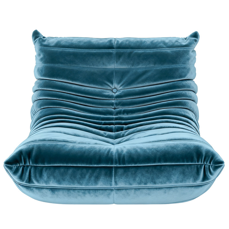 Boneless Armless Lazy Sofa Bean Bag Floor Chair - Soft Dutch Velvet Upholstery - Fun Design for Living Room, Velvet Blue