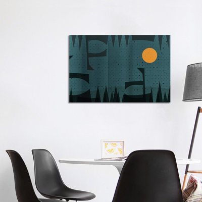 Abstract Geometric And Yellow Moon Landscape by Emmanuel Signorino - Wrapped Canvas Print
